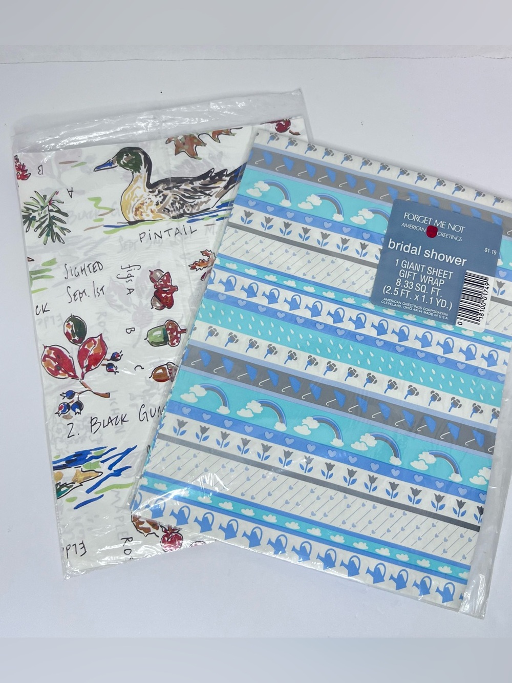 Vintage Duck Forrest Rain Gift Wrap Sheets American Greetings New Junk Journal